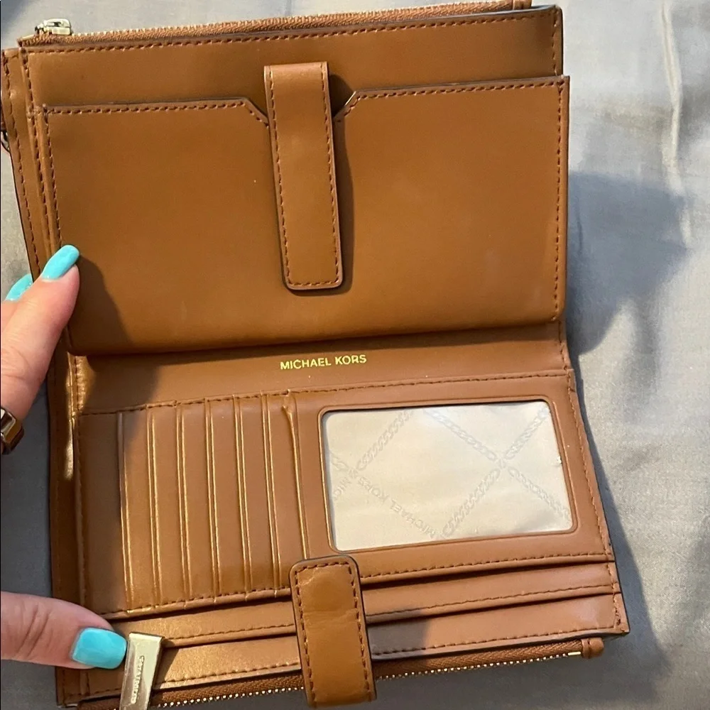 Michael Kors Signature Brown and Cream Wristlet